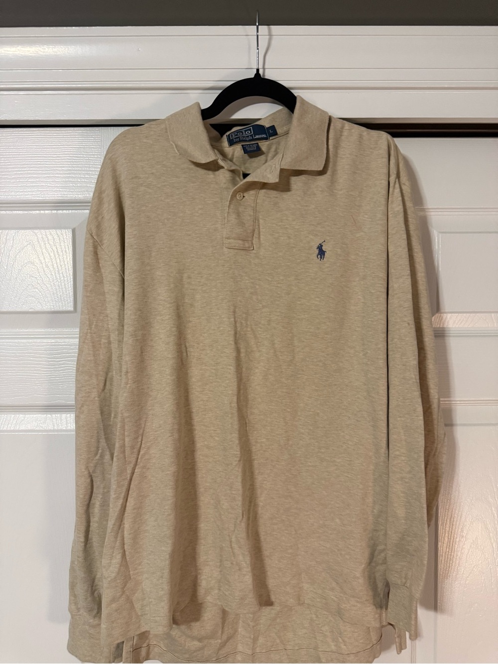 Ralph Lauren Tan Long-Sleeve Polo with Navy Pony